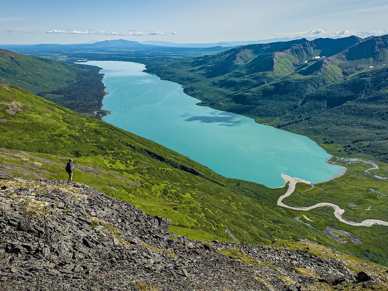 Hiking above Chelatna Lake Lodge