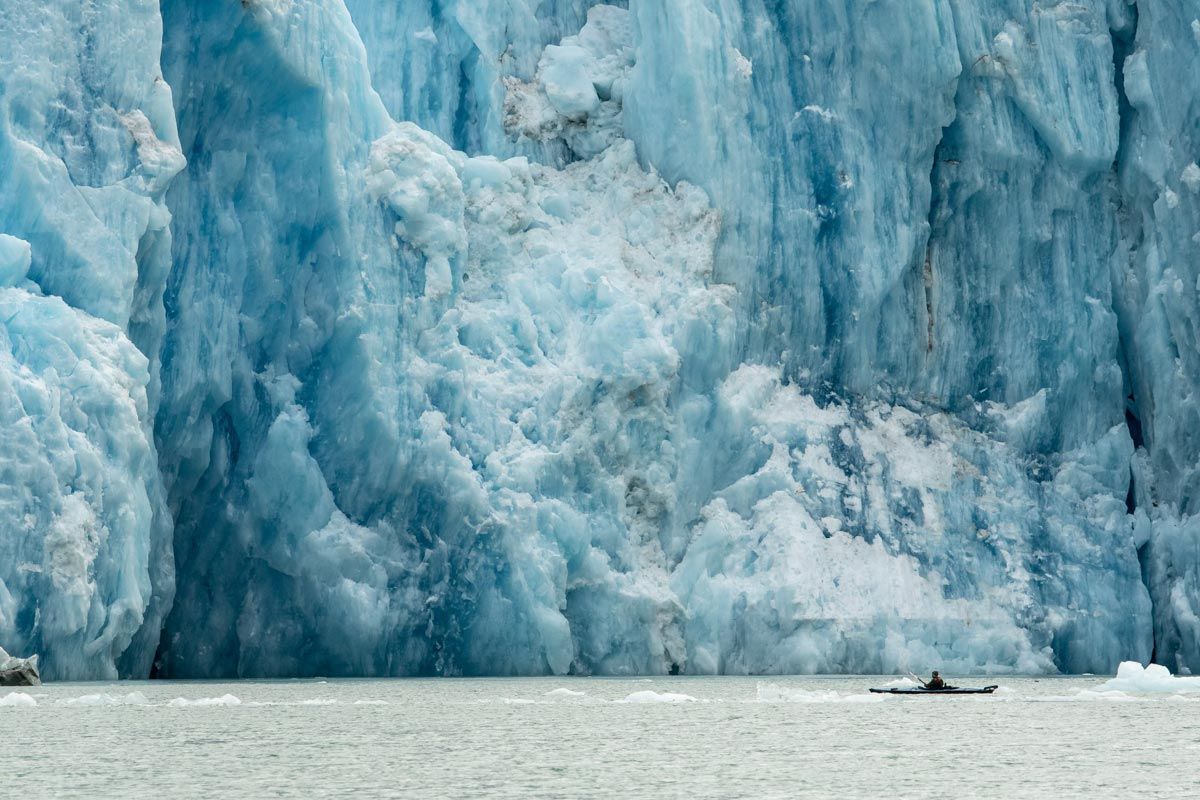 Sea kayaking among Alaska glaciers